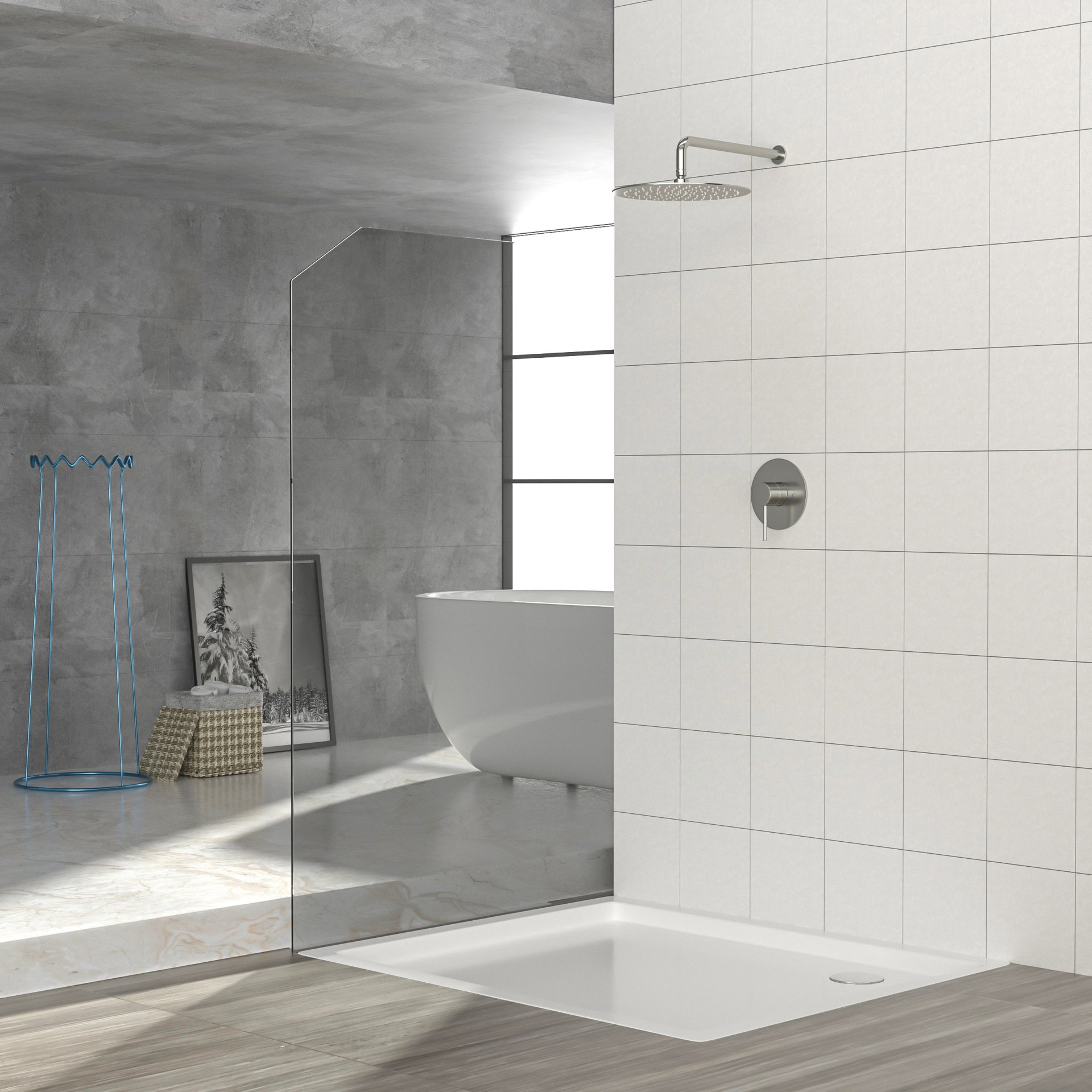 Shower Faucet Set With 10" Rainfall Shower Head And Valve - Brushed Nickel - Image 5
