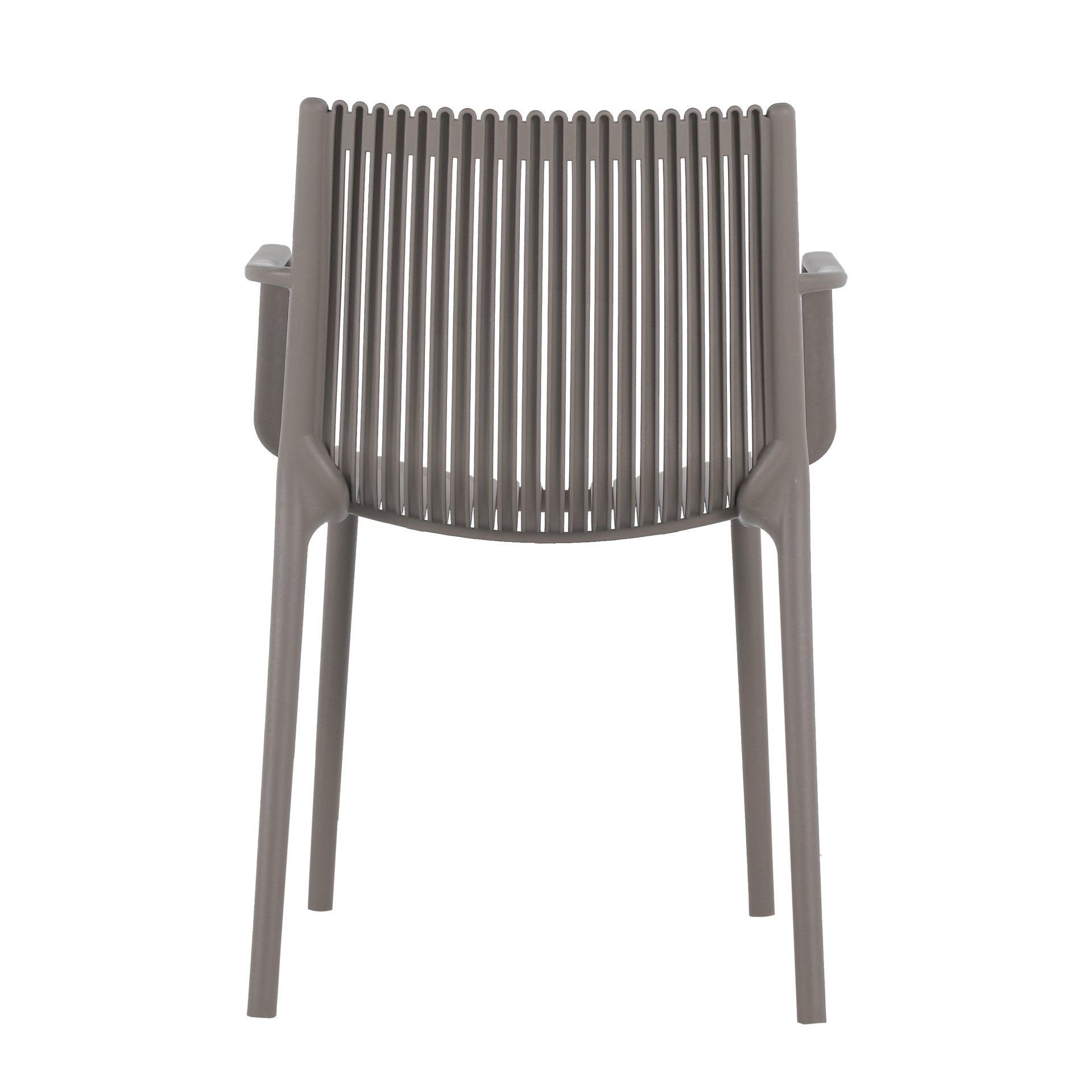 4 Piece Stackable Single Chairs With Vertical Stripe Design For All Weather - Warm Gray - Image 14