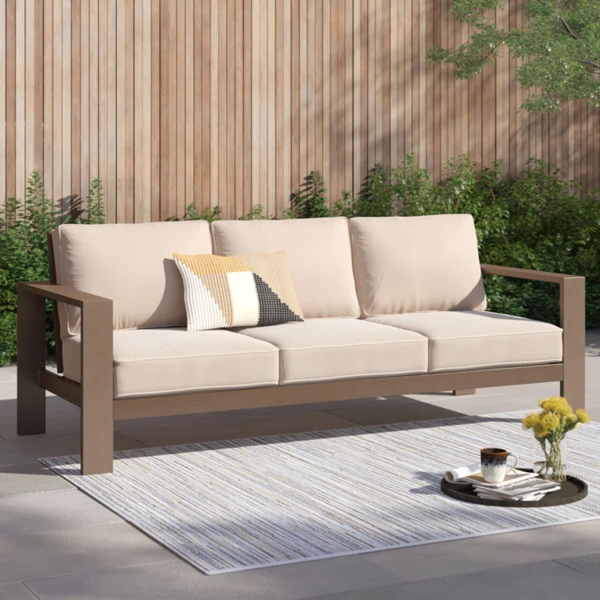 Sofa, Wood Grained - Light Brown - Image 2