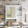Wall Mounted Bathroom Storage Cabinet, Medicine Cabinets With Large Mirror Door, Adjustable Shelves And Three Open Storage Levels(Not Include Bathroom Vanity) - White - Image 2