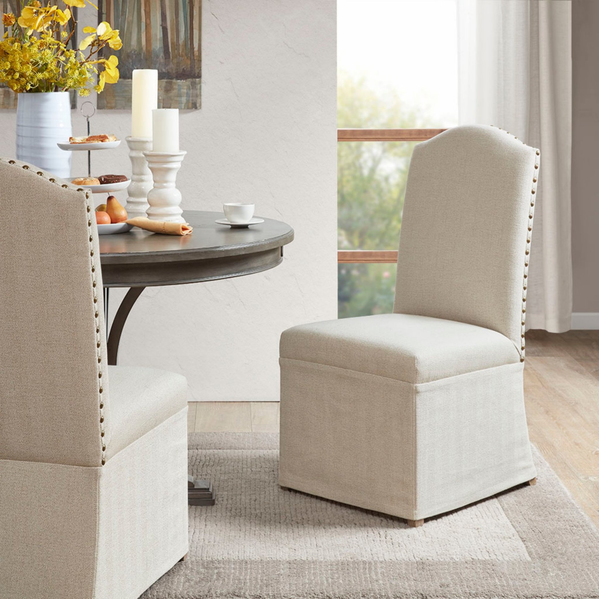 Dining Chair With Skirts (Set of 2) - Beige - Image 2