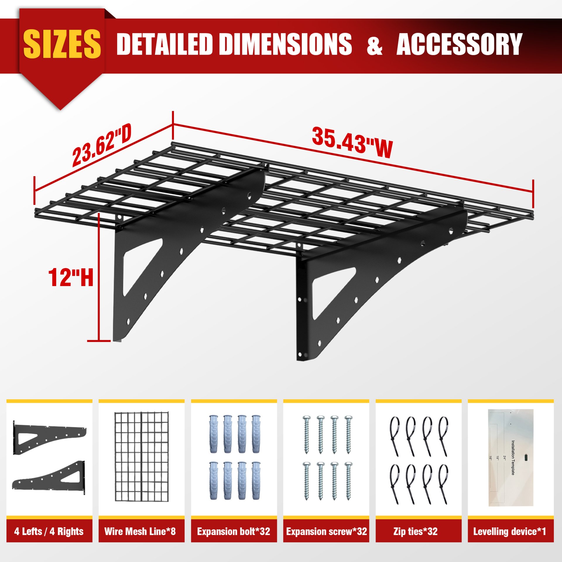 Wall Mounted Shelf For Garage Heavy Duty, Supermarket Storage Shelf (Set of 4) - Black - Image 3