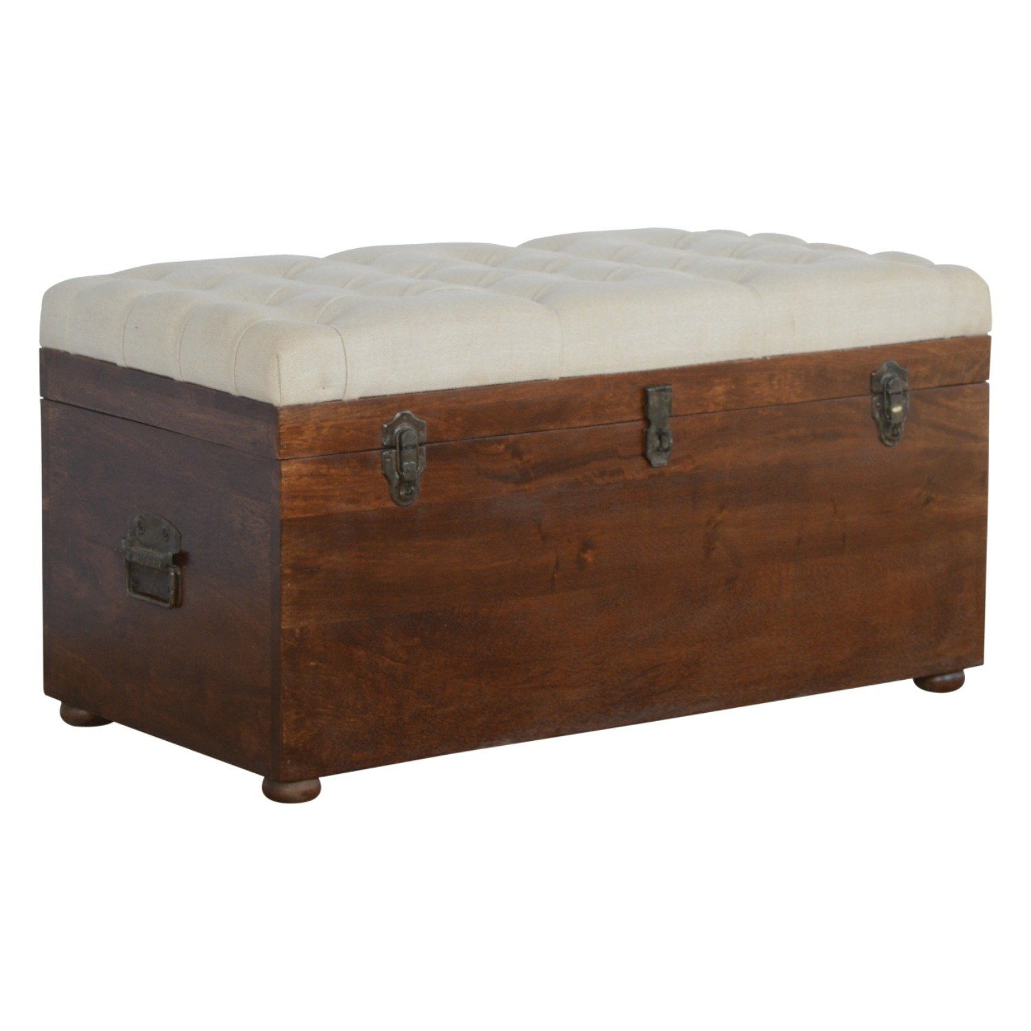 Linen Storage Trunk - Chestnut / White Linen - Image 4