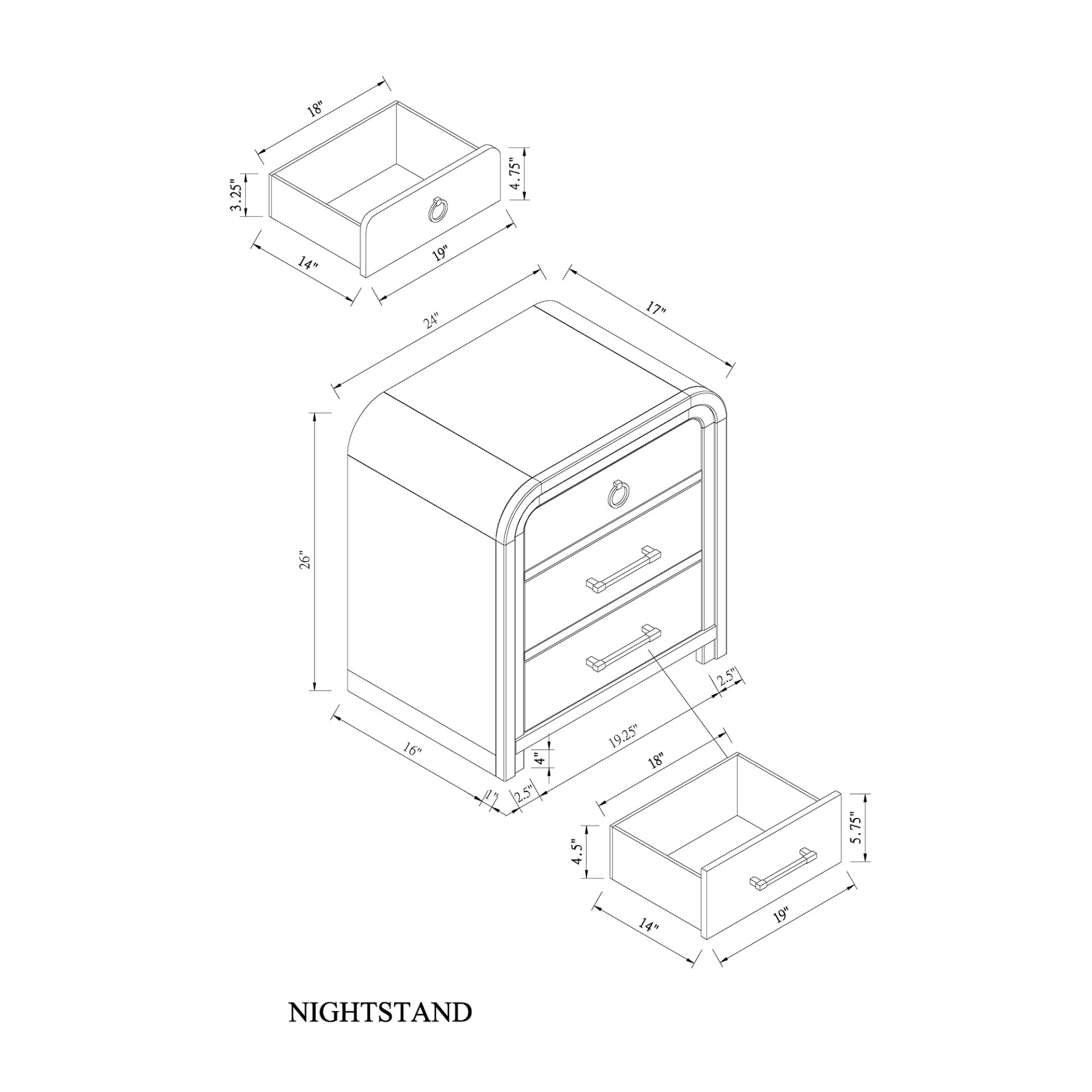 Malco - King 5 Piece Bedroom Set With Gold Accents, Upholstered Headboard - Oak - Image 10