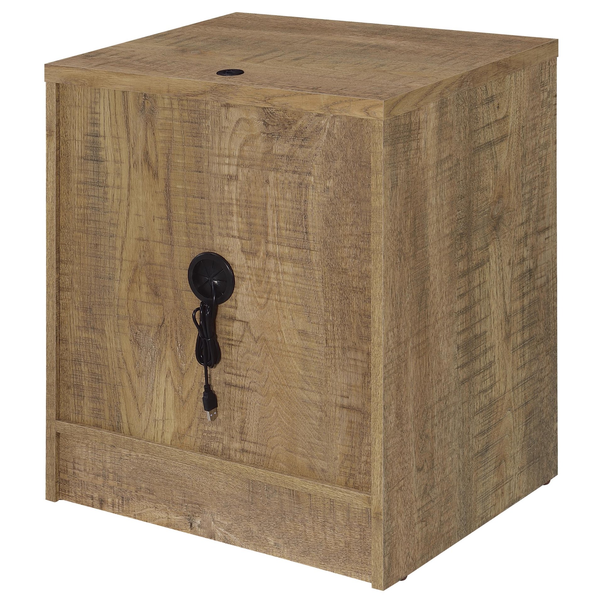 Nightstand With Dual USB Charging And Motion Sensor LED - Mango Color / Oak - Image 5