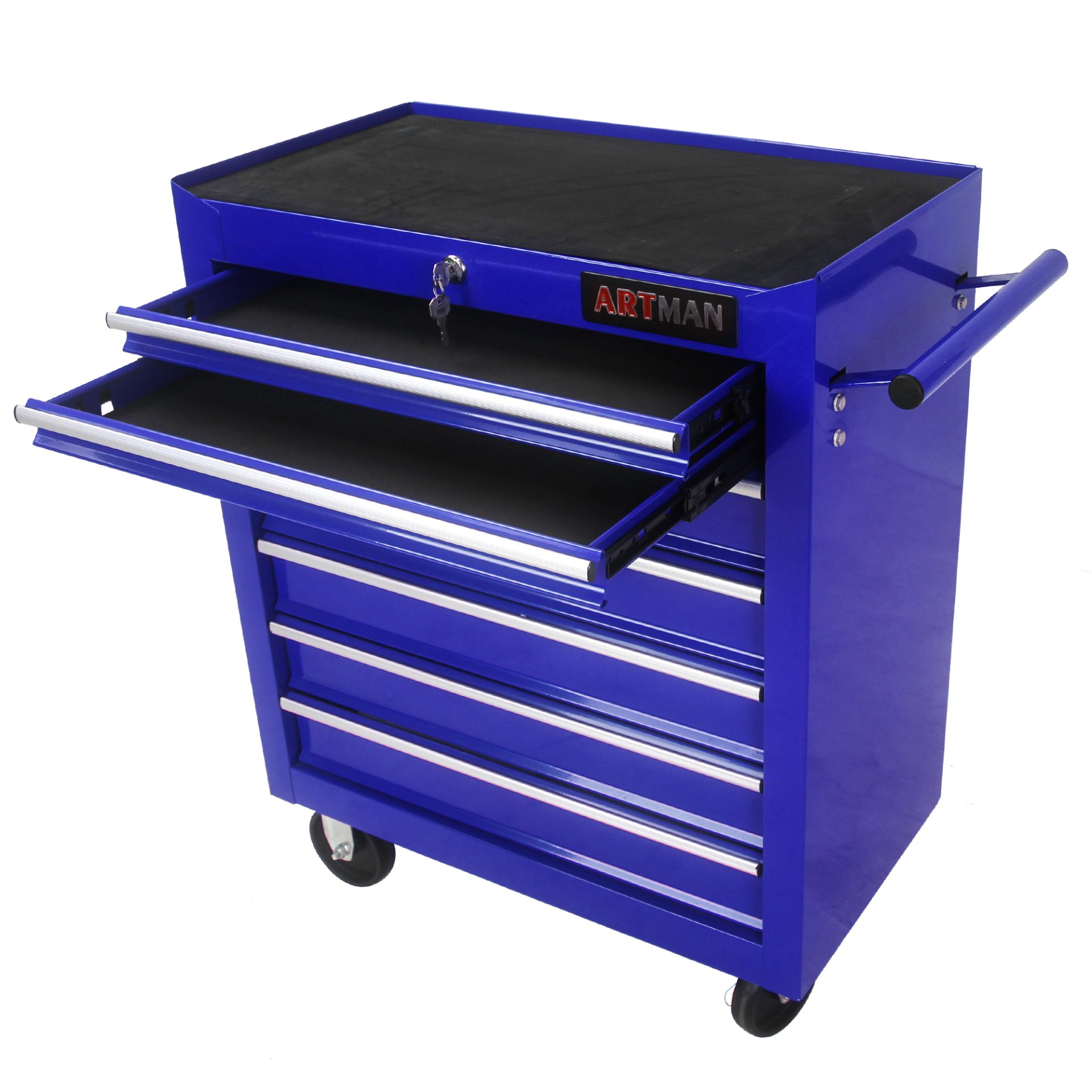 7 Drawers Multifunctional Tool Cart & Wheels - Blue - Image 7