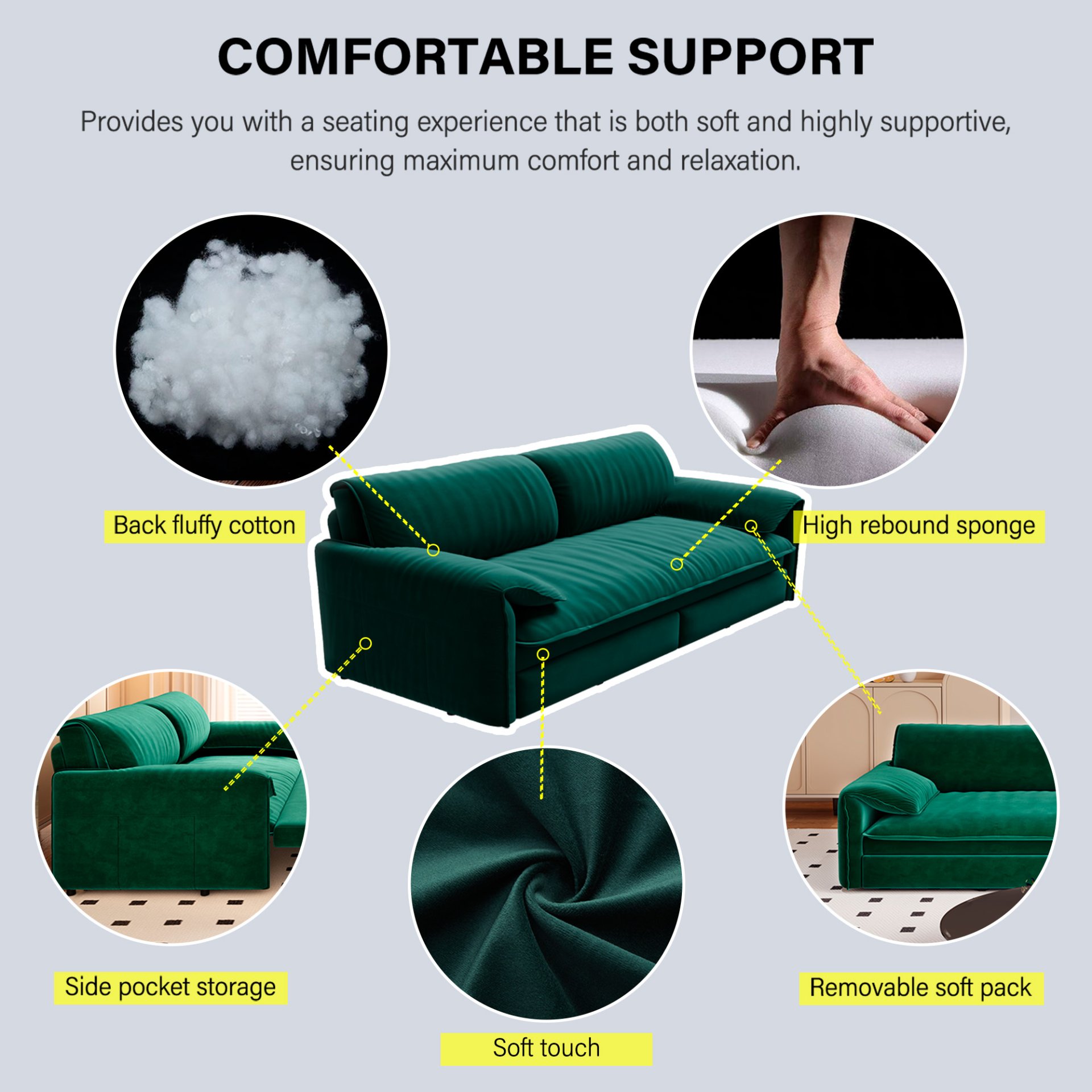 Queen Pull Out Sofa Bed, 3 In 1 Convertible Sleeper Sofa With Side Storage - Green - Image 9