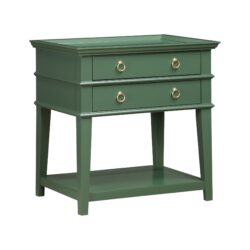 Carmona - 2 Drawer Tray Top Nightstand Ring Pulls - Antique Green