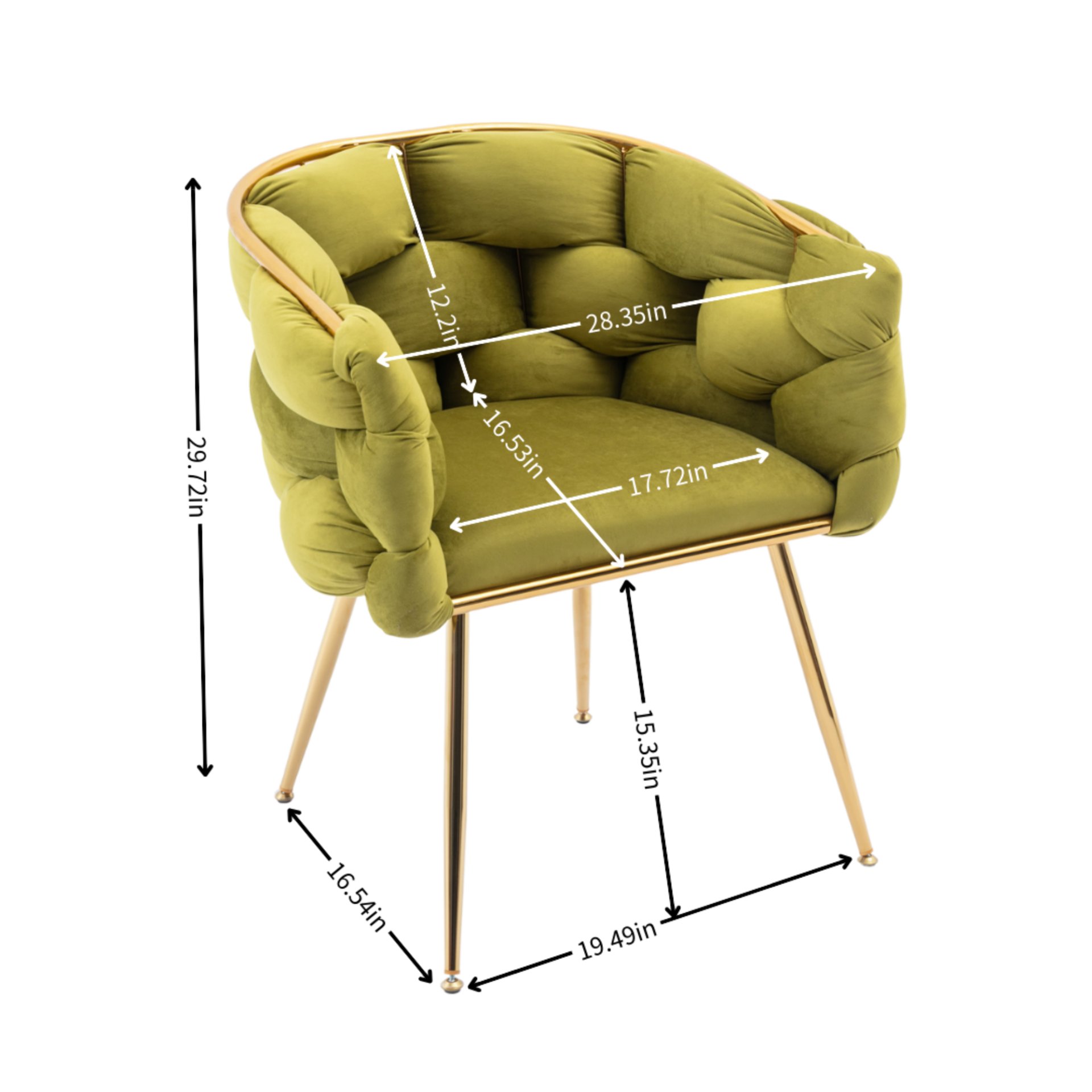 Luxury Modern Simple Leisure Velvet Single Sofa Chair Bedroom Lazy Person Household Dresser Stool Manicure Table Back Chair - Olive Green - Image 3