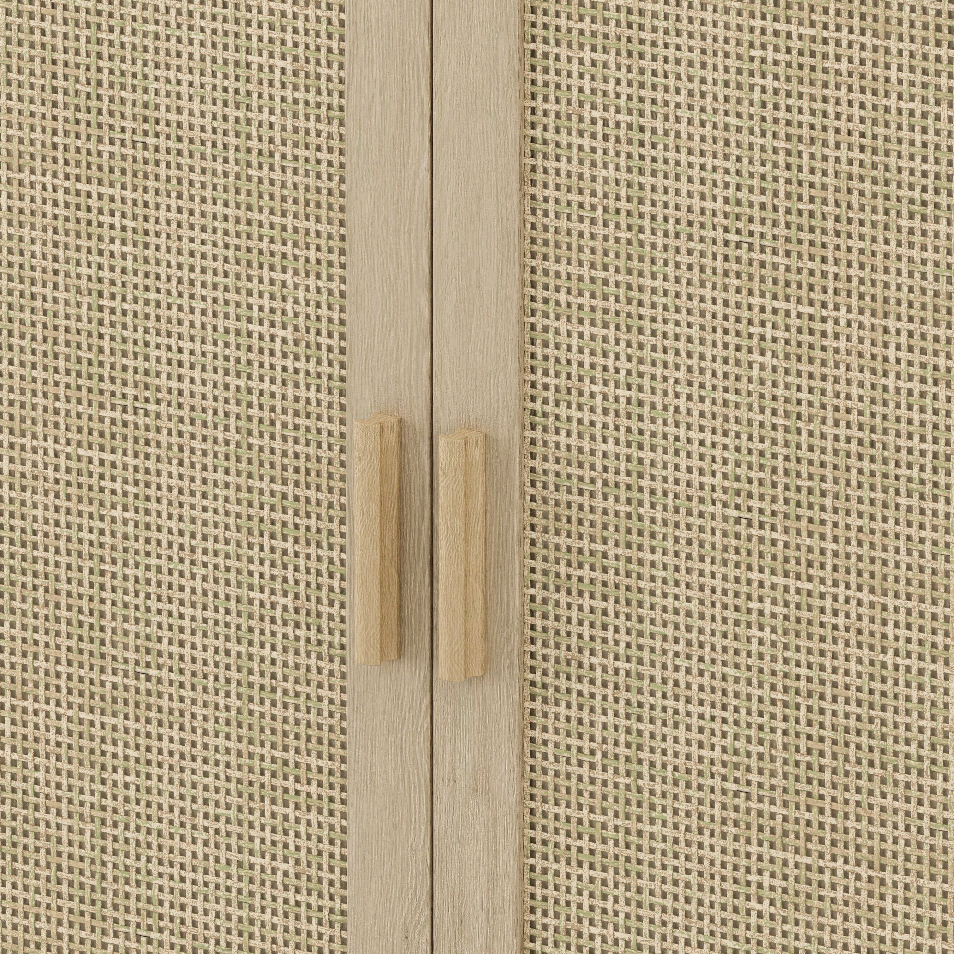 Rattan Buffet Cabinet With Storage, 4 Door Sideboard, Adjustable Shelves - Natural - Image 9