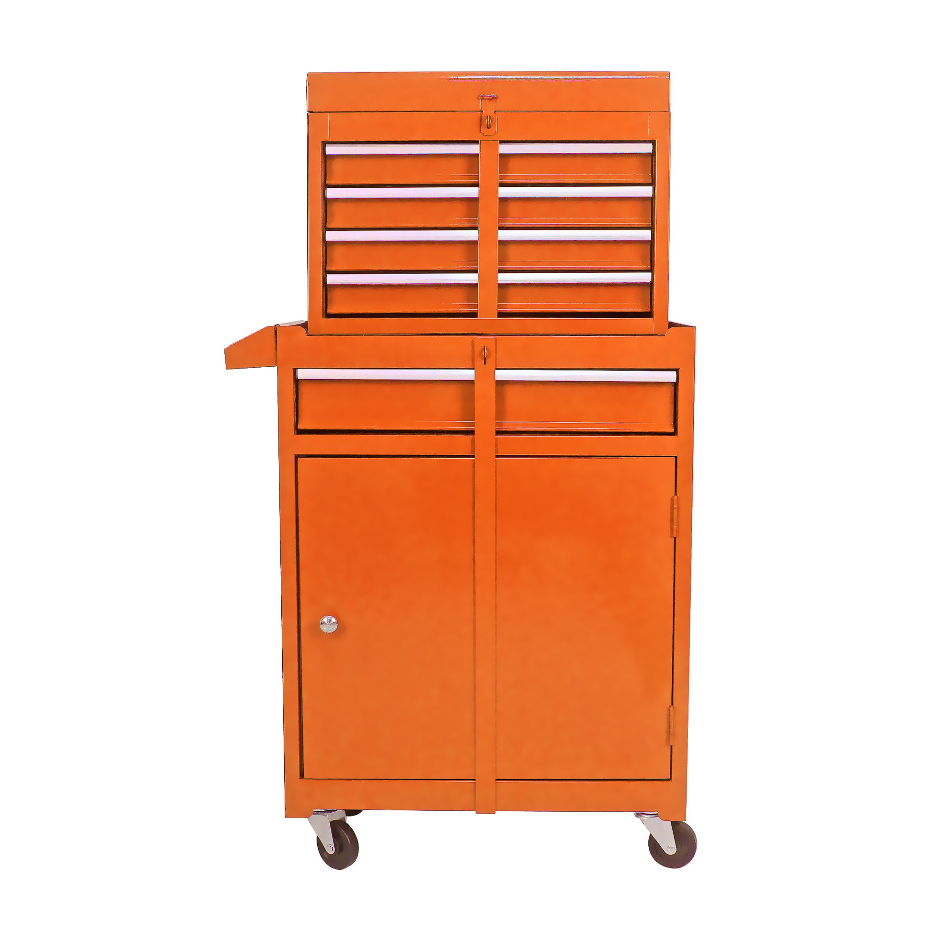 Rolling Tool Chest, 5 Drawer Tool Box Organizer With Lockable Wheels & Sliding Drawers & Detachable Top & Adjustable Shelf, Tool Storage Cabinet For Garage Workshop - Orange - Image 4