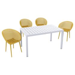 4 Pack Lounge Chair Set With Long Table - Earthy Yellow / White