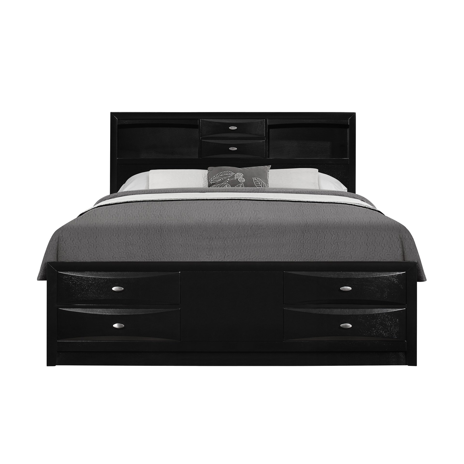 Lucille - Queen Bed With Storage Drawers And Bookcase Headboard - Black - Image 3