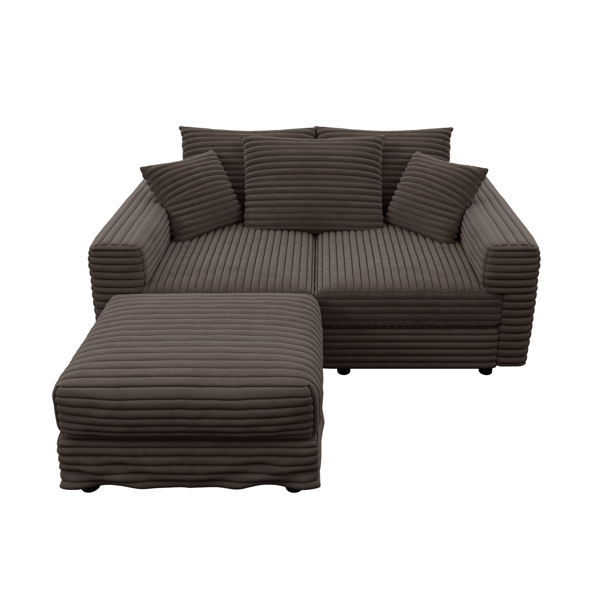 3 Seat Sofa, Deep Seat Couches With Soft Pillows And 1 Ottomans, Convertible Sofa Lounge Chair, For Living Room - Camel - Image 20