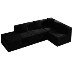 Modular Sectional Couches For Living Room With Deep Seat, L Shape Cloud Sofa Couch, High Density Memory Foam, Boneless Upholstered Couchesy - Black