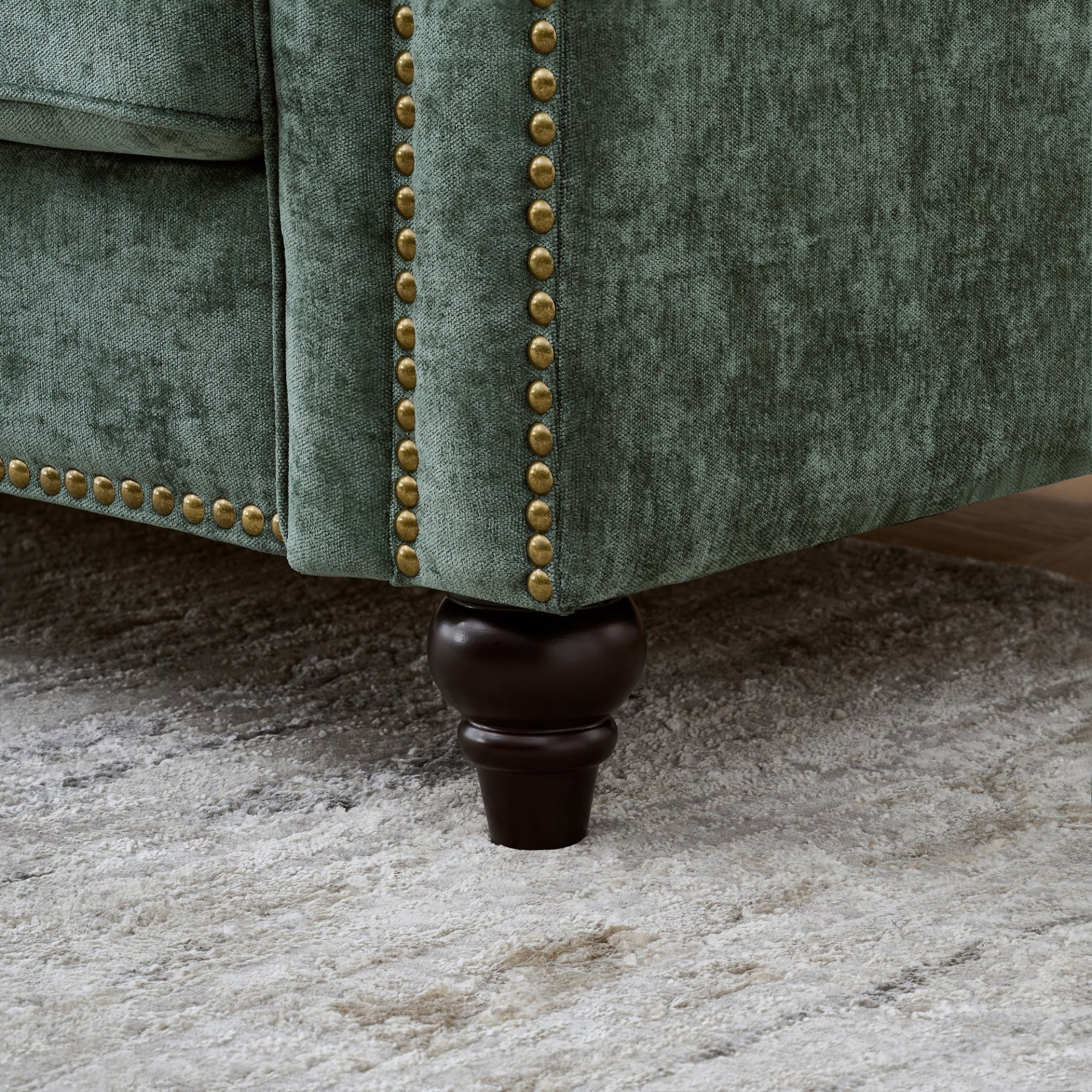 3 And 2 Seater Sofa With Rolled Arms - Green - Image 14