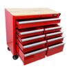 9 Drawer Multifunctional Steel Tool Cart With Wheels And Wooden Top - Red - Image 6