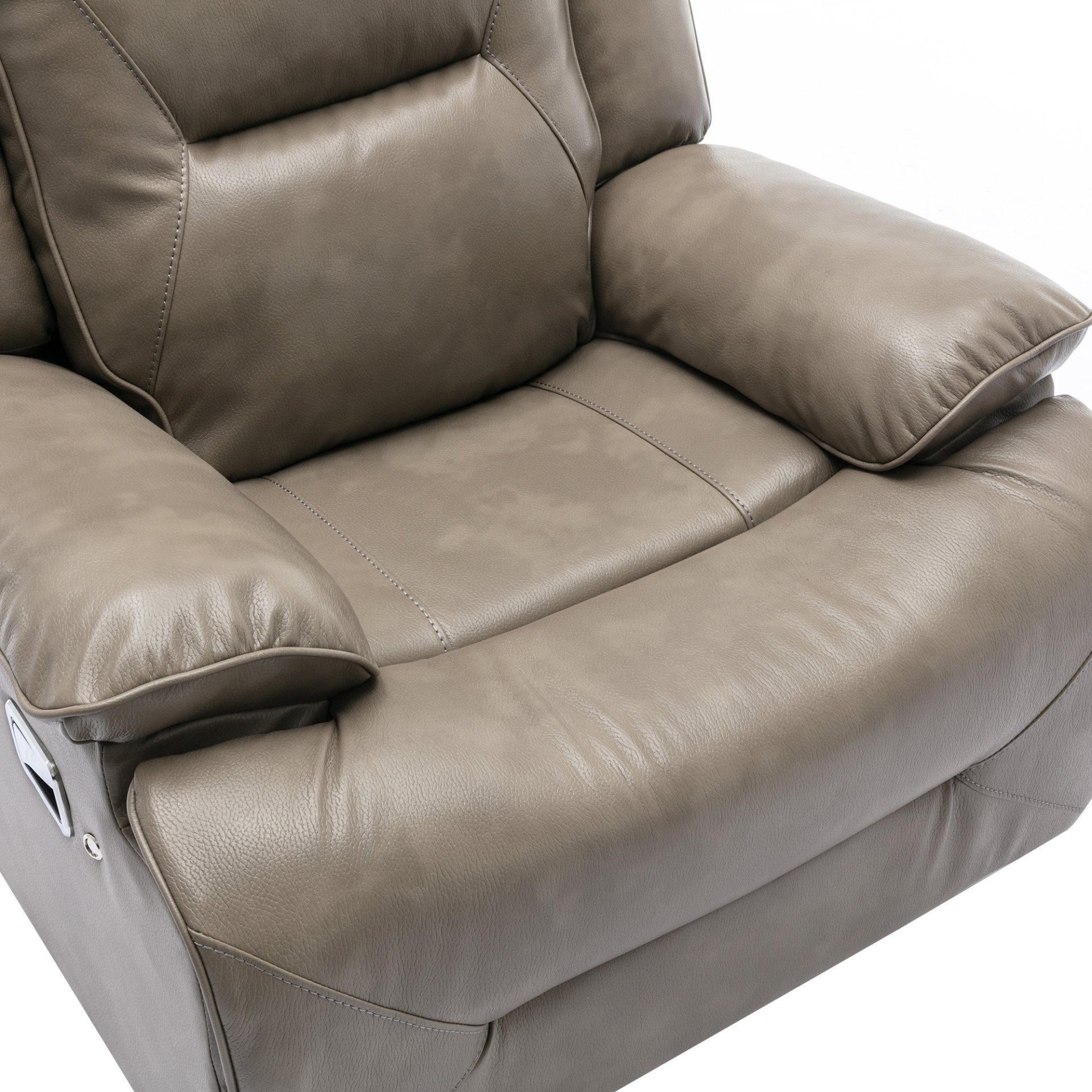 2 Seater Home Theater Recliner Manual Recliner Chair With A Led Light Strip Two Cup Holders And A Storage Box For Living Room - Gray - Image 20
