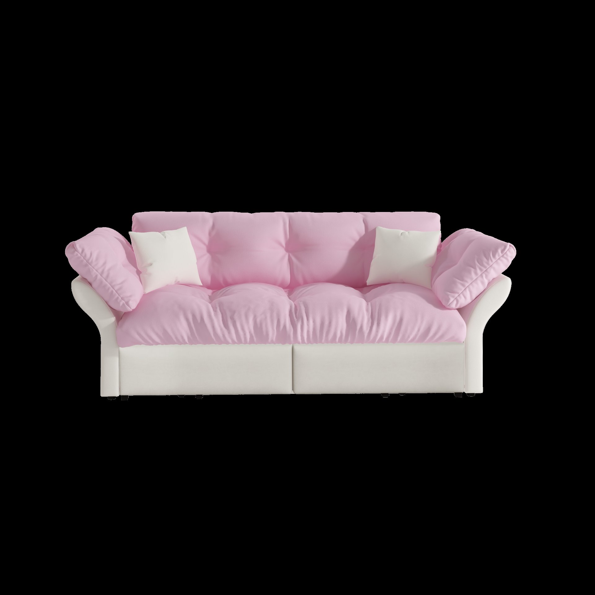 Queen Pull Out Sofa Bed, 3 In 1 Convertible Sleeper Tufted Sofa & 2 Soft Pillows - Pink - Image 12