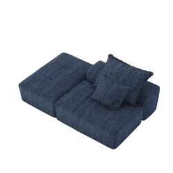 Modern Oversized Modular Sectional Sofa, Sparkling Chenille Soft Cushion Sofa With 2 Pillows, Diy Combination Tufted Sofa, No Assembly Required - Blue