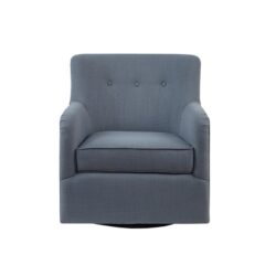 Adele - Swivel Chair With Button Tufted Back And Round Arms - Blue