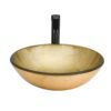 Textured Vessel Sink With Faucet And Pop Up Drain, Round Bowl For Bathroom Vanity - Gold - Image 10