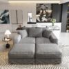 3 Seat Sofa, Deep Seat Couches With Soft Pillows And 2 Ottomans, Convertible Sofa Lounge Chair, For Living Room - Gray - Image 20