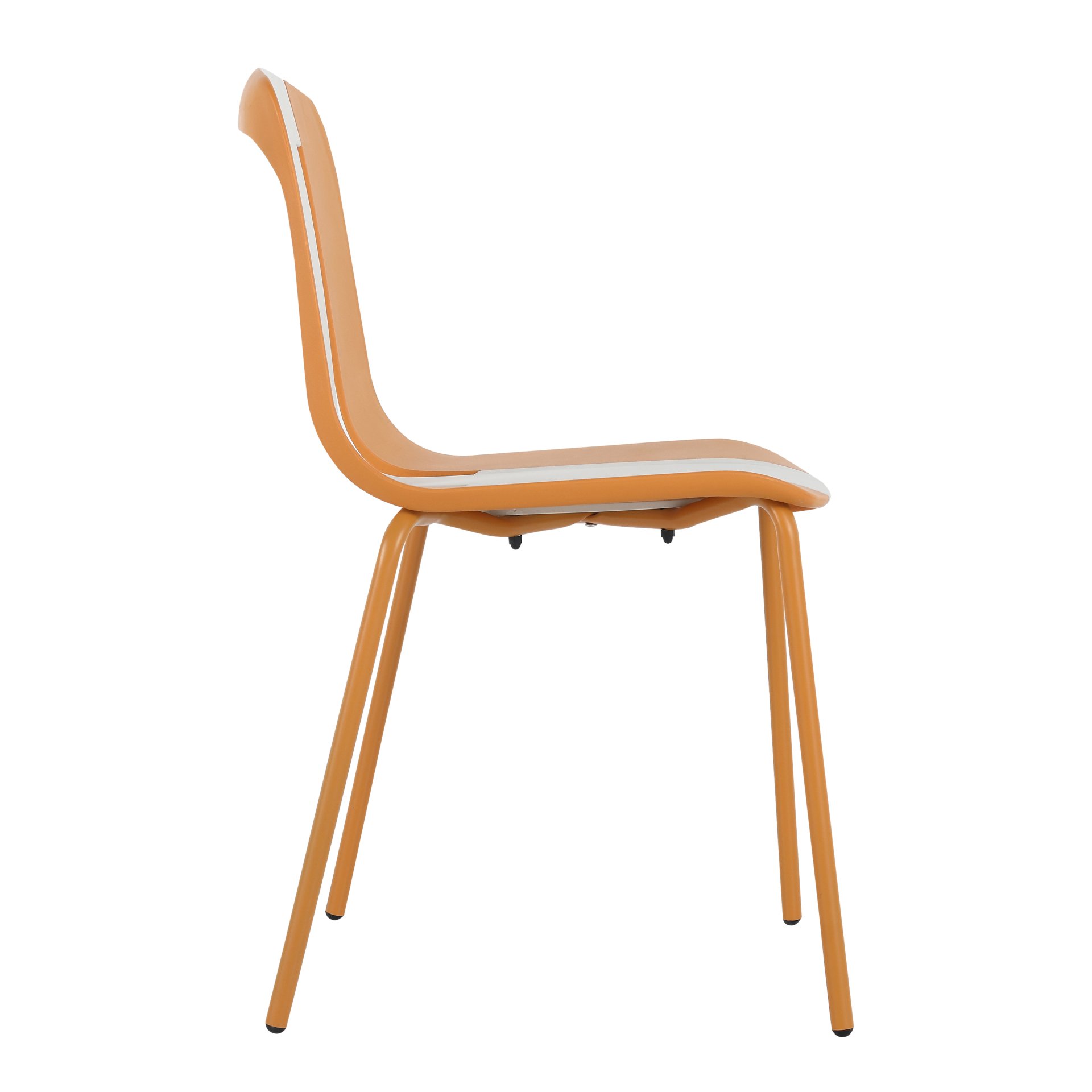 4 Piece Set Of Modern Striped Color Blocking Single Chairs, Waterproof And Fade Resistant - White / Orange - Image 14