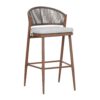 Outdoor Bar Height Aluminum Frame Counter Stools With Scallop Shaped Backrest & Water Resistant Cushions (Set of 2) - Teak - Image 18