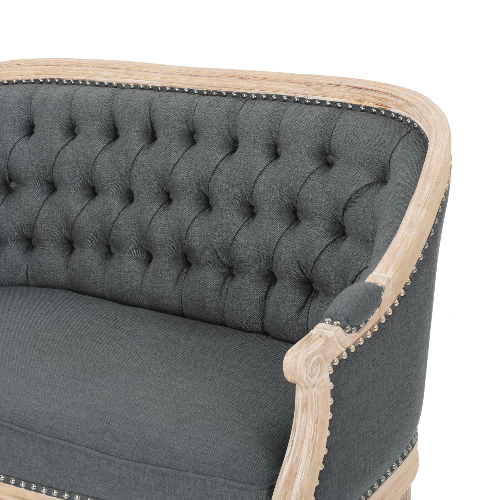 French Country Chesterfield Style Tufted Loveseat - Dark Gray - Image 10