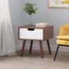 2 Toned Particle Board End Table - White / Walnut - Image 2