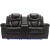 3 Pieces Recliner Sofa Sets Home Theater Seating Manual Recliner Chair With Center Console And Led Light Strip For Living Room - Brown - Image 16