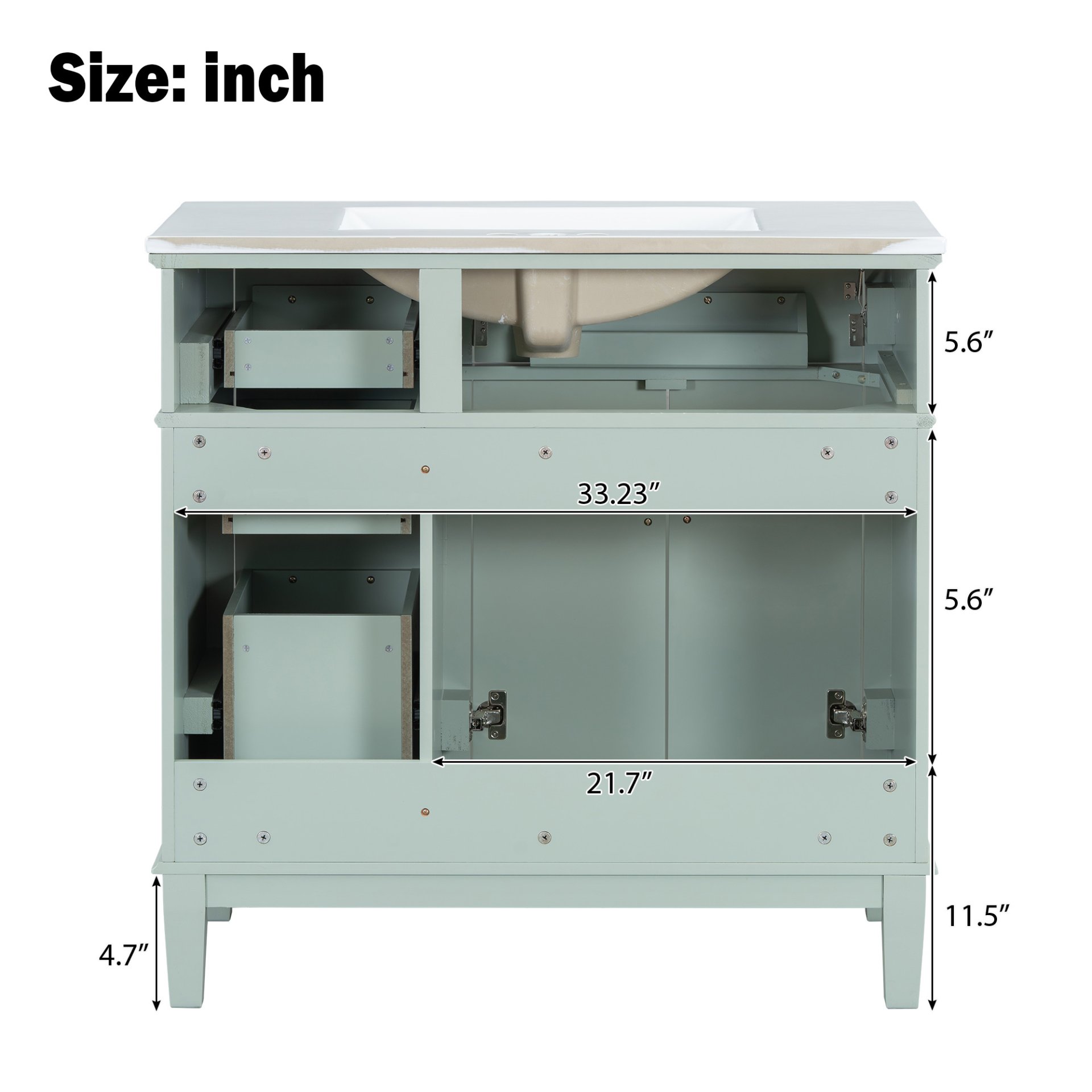 36" Bathroom Vanity With Sink, Soft Close Doors, And Storage Drawers - Green - Image 11