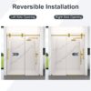 Frameless Single Sliding Shower Door With Bypass Design And 5 / 16" Clear Tempered Glass - Brushed Gold - Image 11
