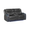 Blanca - Power Console Reclining Loveseat With LED Lights, Power Headrest And Speakers - Charcoal - Image 4