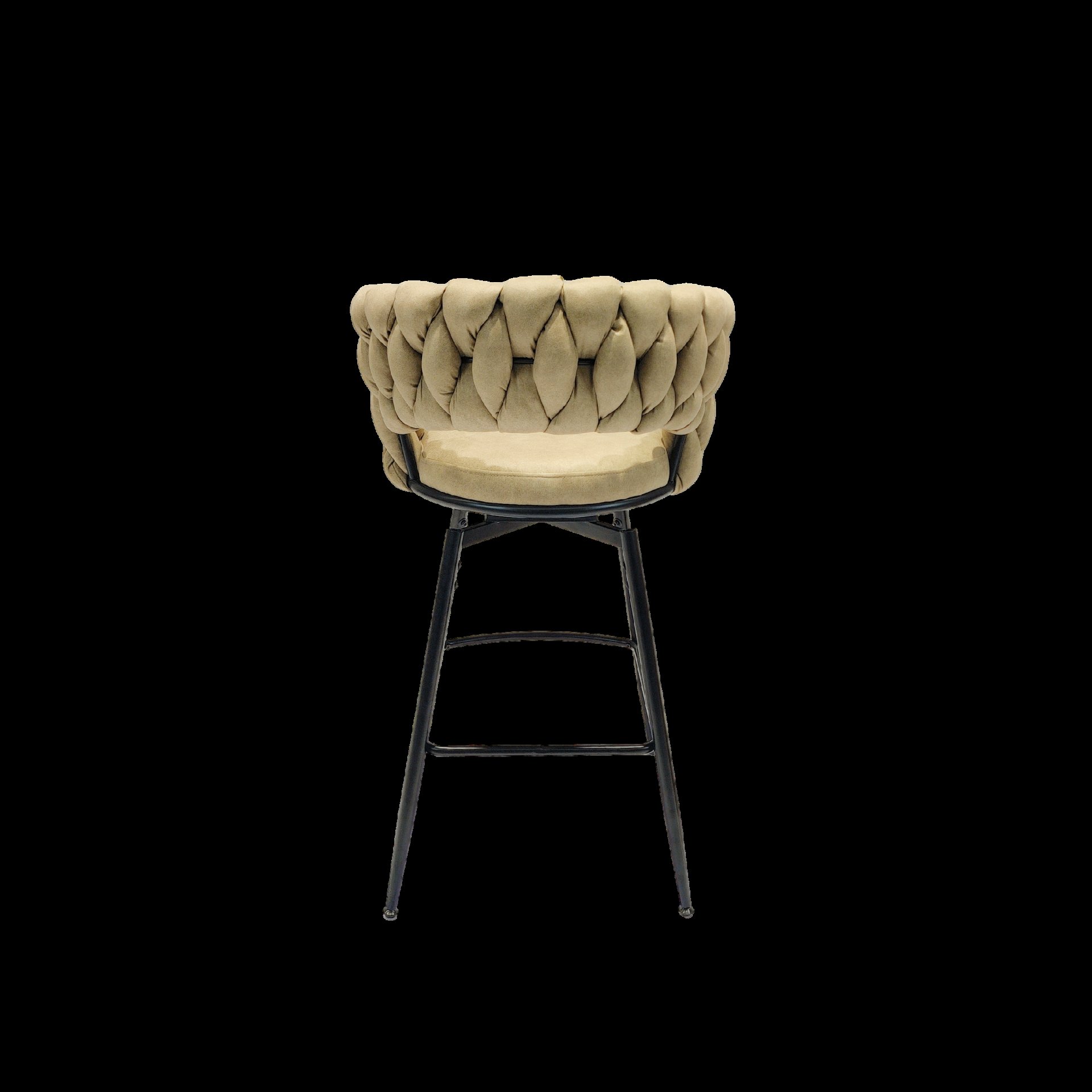 Technical Leather Woven Bar Stool (Set of 2), 360 Swivel Bar Stools With Back And Footrest - Light Brown - Image 9