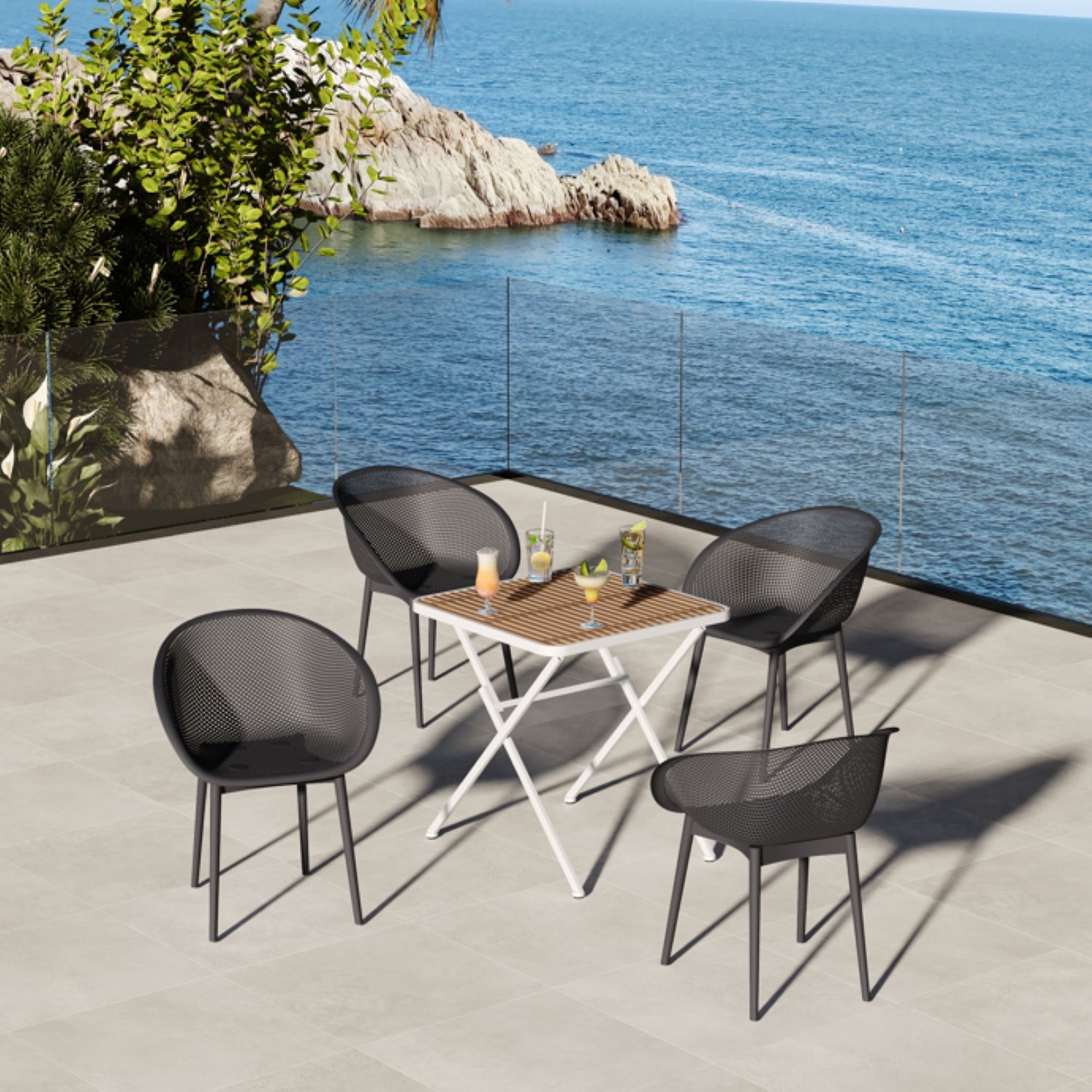 2 Piece Durable Single Chair With Mesh Hollow Out Design - Warm Gray - Image 7