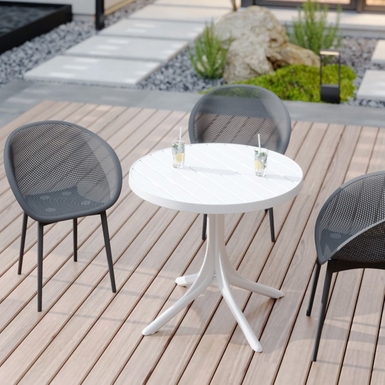 2 Piece Durable Single Chair With Mesh Hollow Out Design - Warm Gray - Image 6