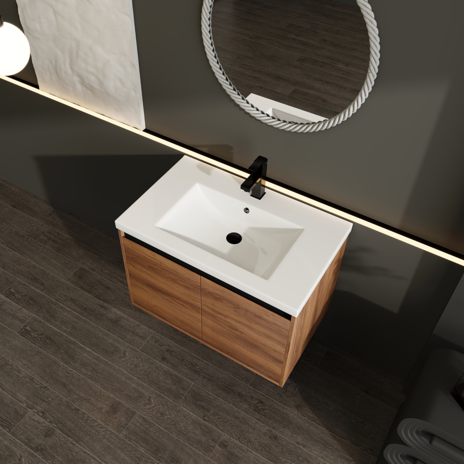 Bathroom Vanity With Resin Countertop Sink - Brown - Image 7