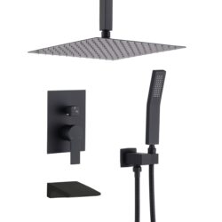 Wall Mount Shower System With High Pressure 10" Shower Head And Handheld, Stainless Steel - Matte Black