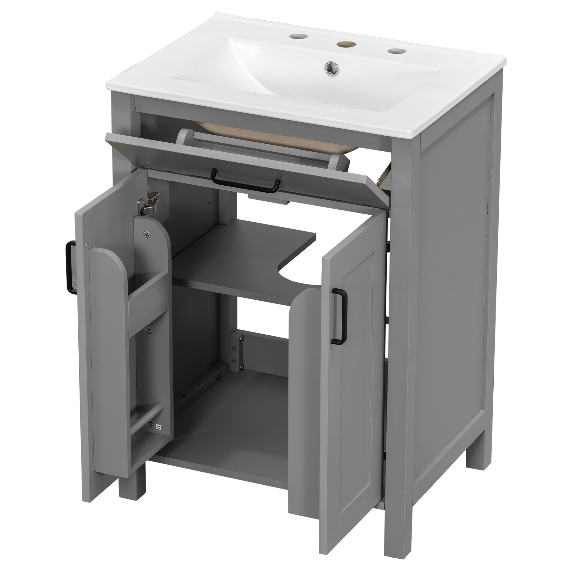 Bathroom Vanity Combo With Sink, Space Saving Design - Gray - Image 14