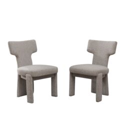 Dining Armless Curved Back Accent Chairs For Dining Room (Set of 2) - Beige