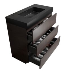 Alice - 36" Bathroom Vanity With Sink, Large Storage Freestanding Bathroom Vanity For Modern Bathroom, One-Piece Sink Basin Without Drain And Faucet - Walnut / Black