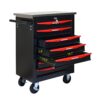 7 Drawer Multifunctional Tool Cart With Wheels, Metal Rolling Tool Cart Storage For Garage Workshop Warehouse Repair Shop With Stainless Steel Roof - Black / Red - Image 9