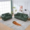 3 And 2 Seater Sofa With Rolled Arms - Green - Image 5