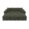 3 Seat Sofa, Deep Seat Couches With Soft Pillows And 3 Ottomans, Convertible Sofa Lounge Chair, For Living Room - Green - Image 15