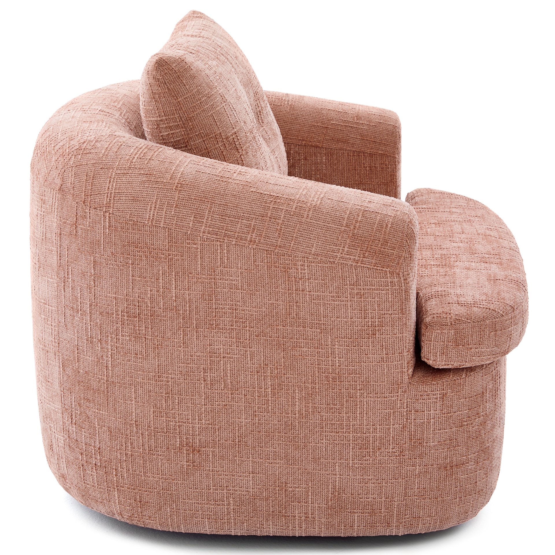 360° Swivel Accent Barrel Chair With Dual Layer Cushion, Round Seating For Living Room - Pink - Image 11