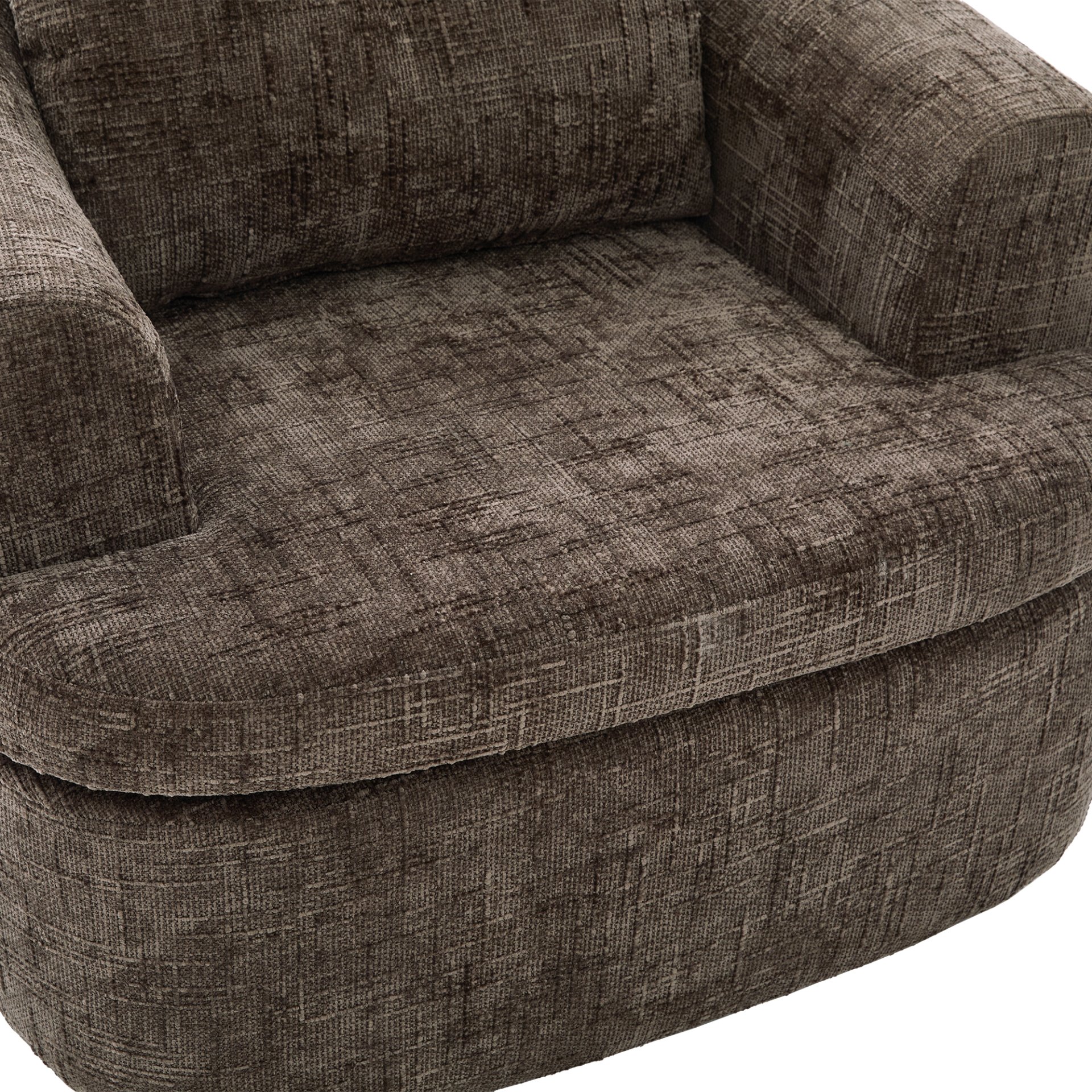 360° Swivel Accent Barrel Chair With Dual Layer Cushion, Round Seating For Living Room - Brown - Image 13