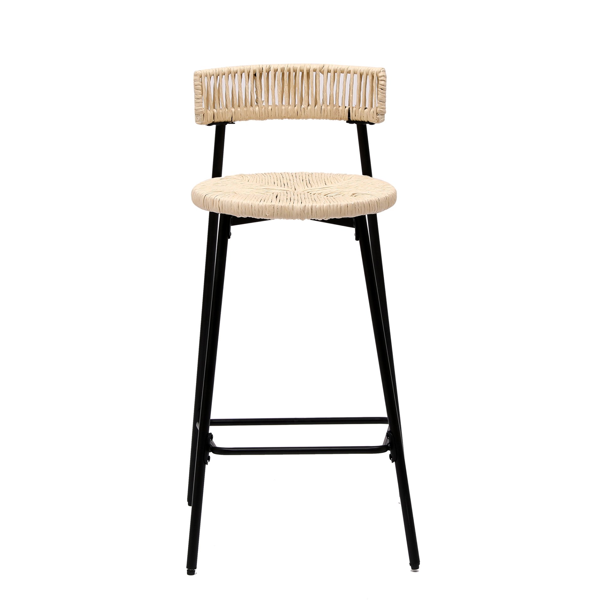 Boho Style Handwoven Paper Rope Counter Stools (Set of 2) - Creamy White - Image 6