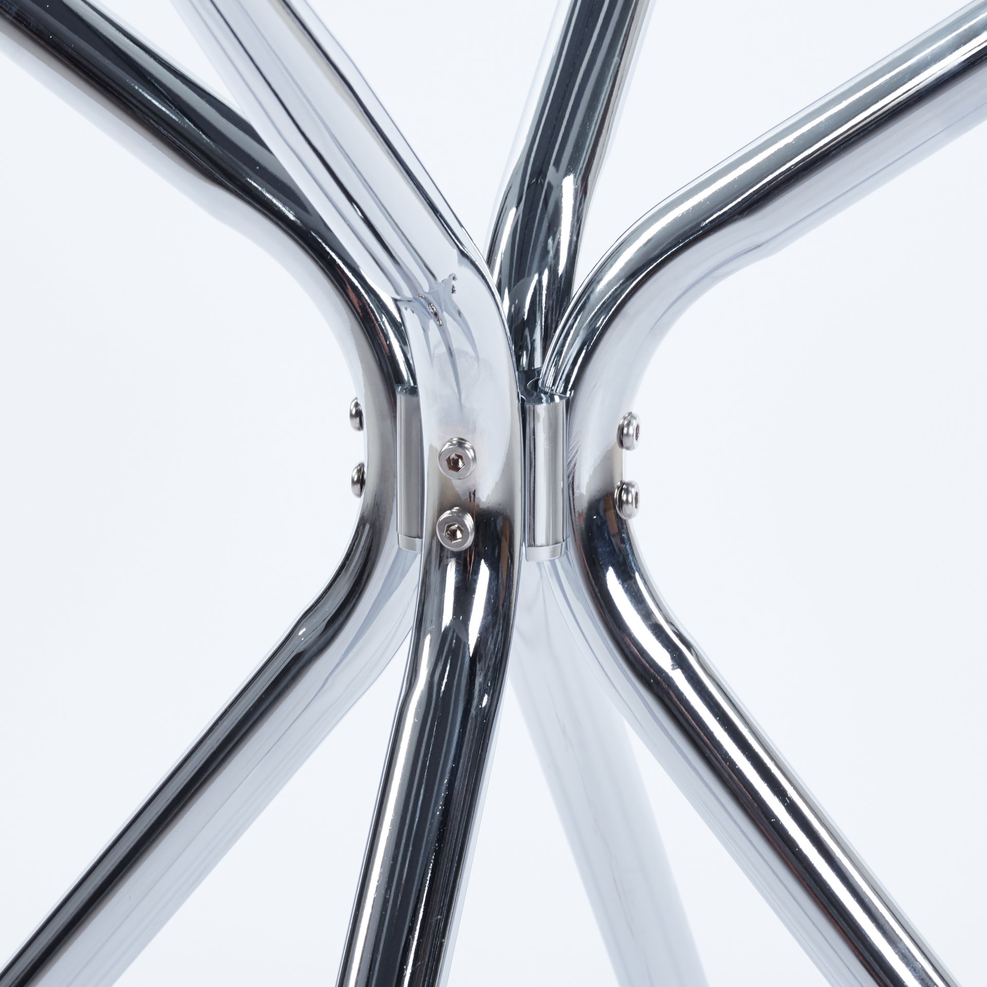 Compact Dining Table With Glass Top - Chrome - Image 4